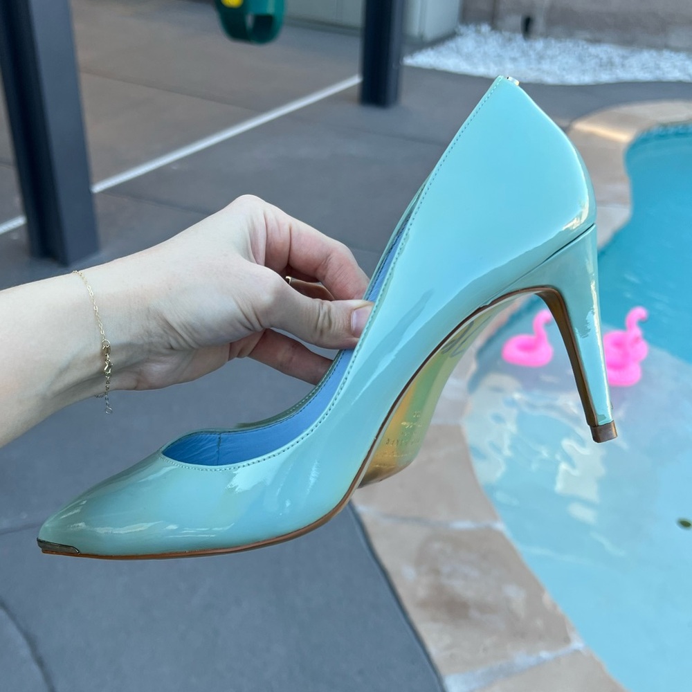 Ted baker baby blue patent leather heels